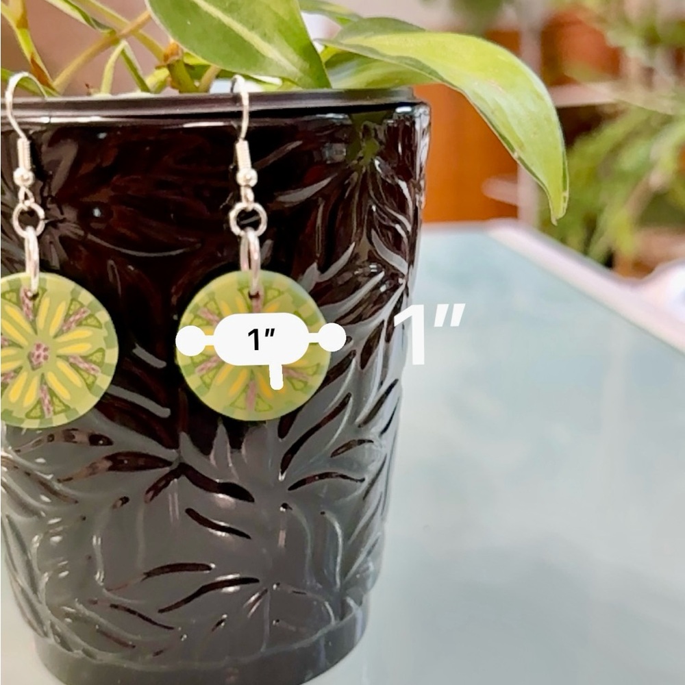 Green Floral Earrings - Picture 6 of 6